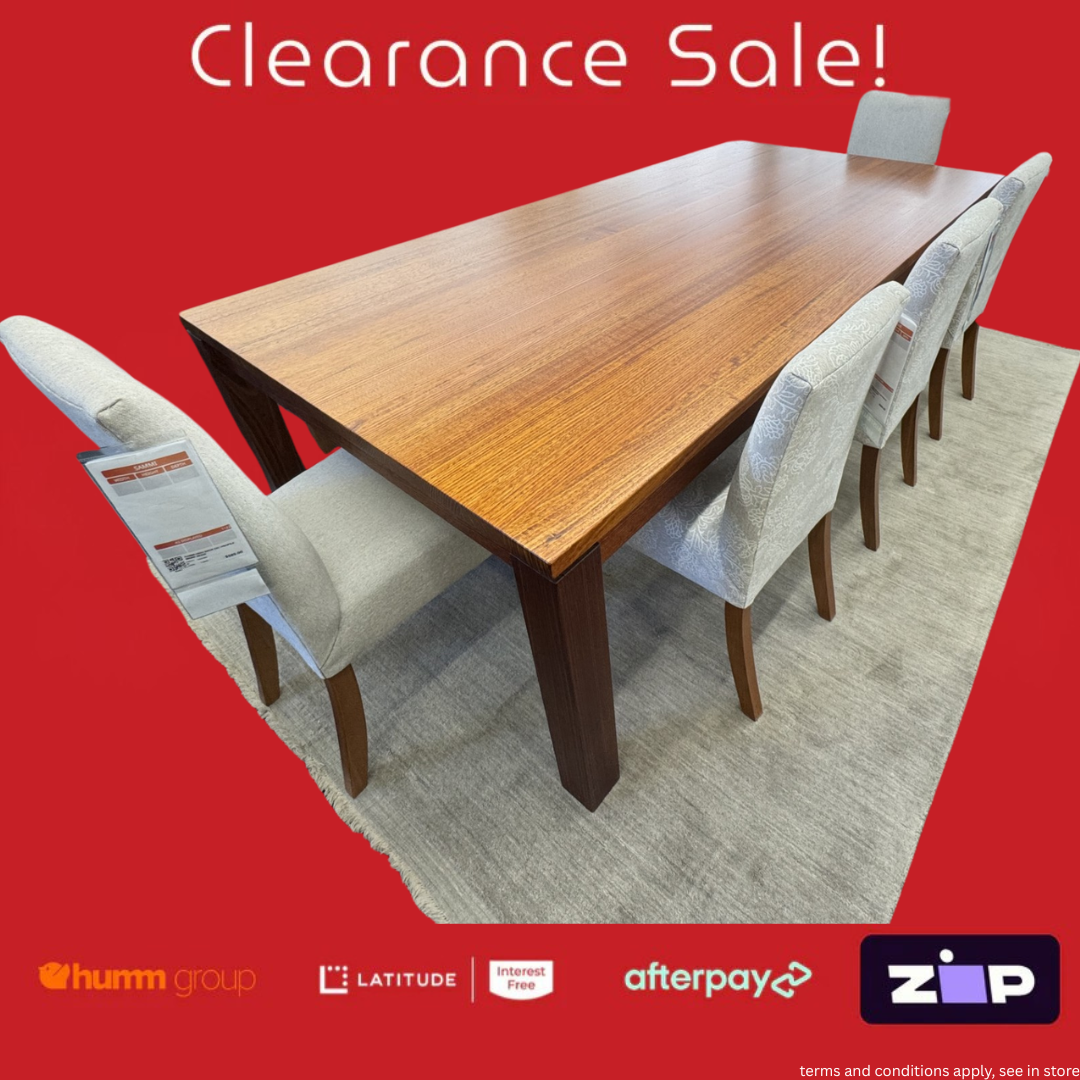 Hudson Dining Table and Sammi chairs - Floor Stock Clearance
