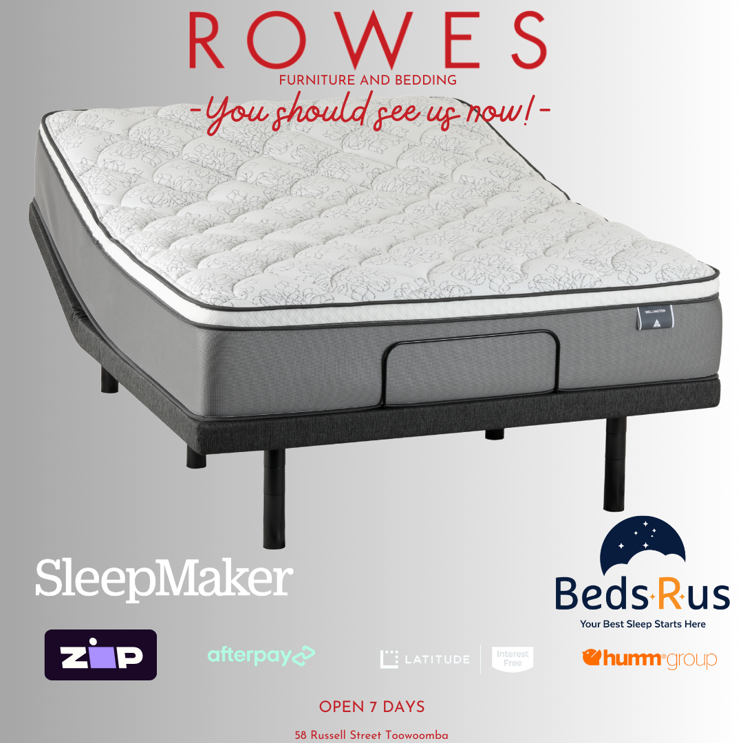Mattress with promotional text and logos on a gray background