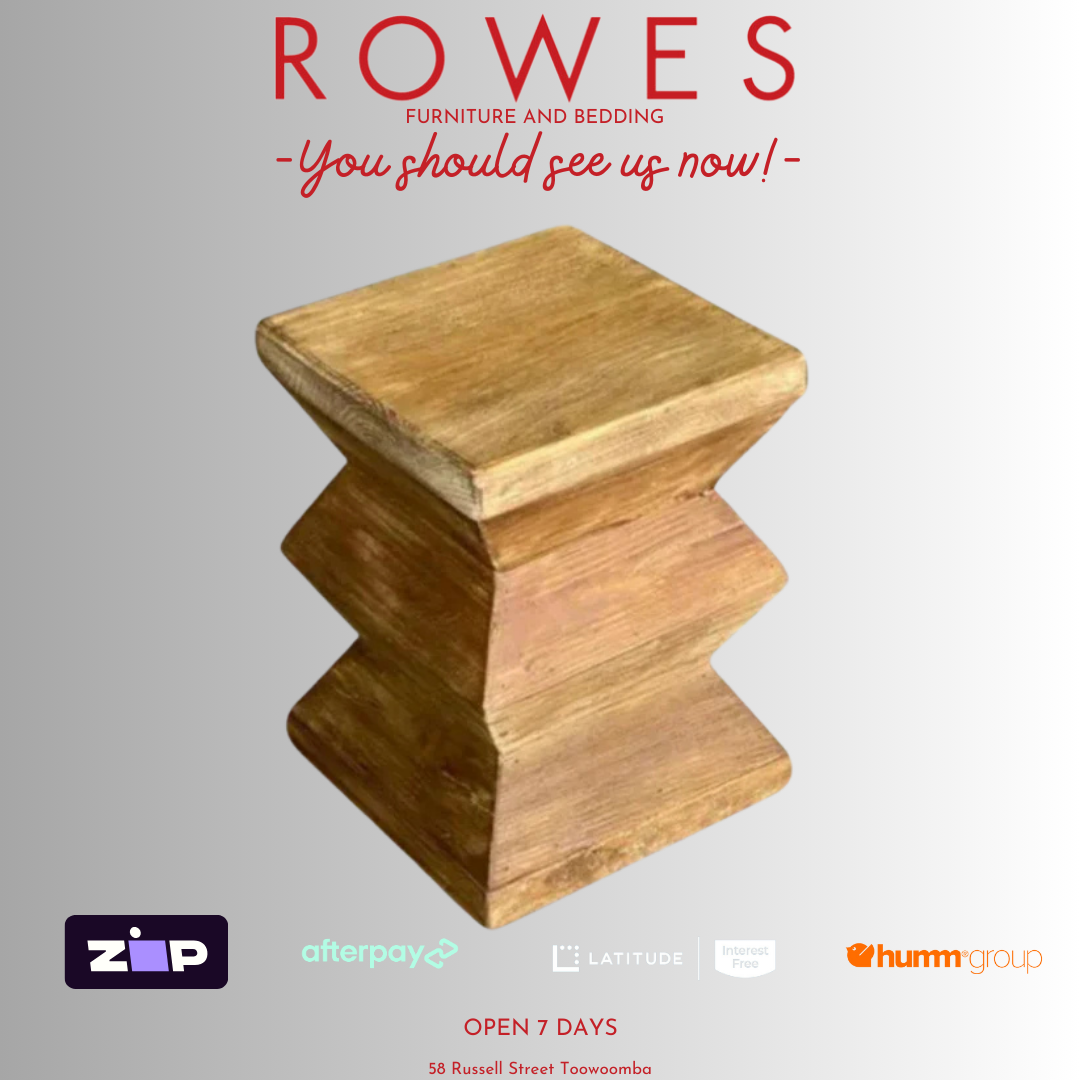 A wooden bedside stool made of recycled pine, with visible natural cracks and knots, placed on a white background.