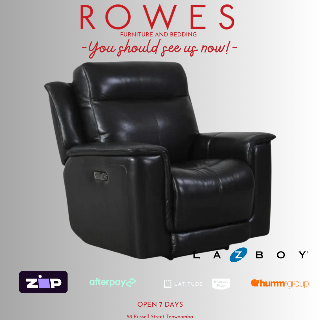A black leather LaZboy Southwest recliner with power headrest and USB port.
