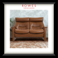 Brown leather sofa in a room with 'Rowes Furniture & Bedding' branding.