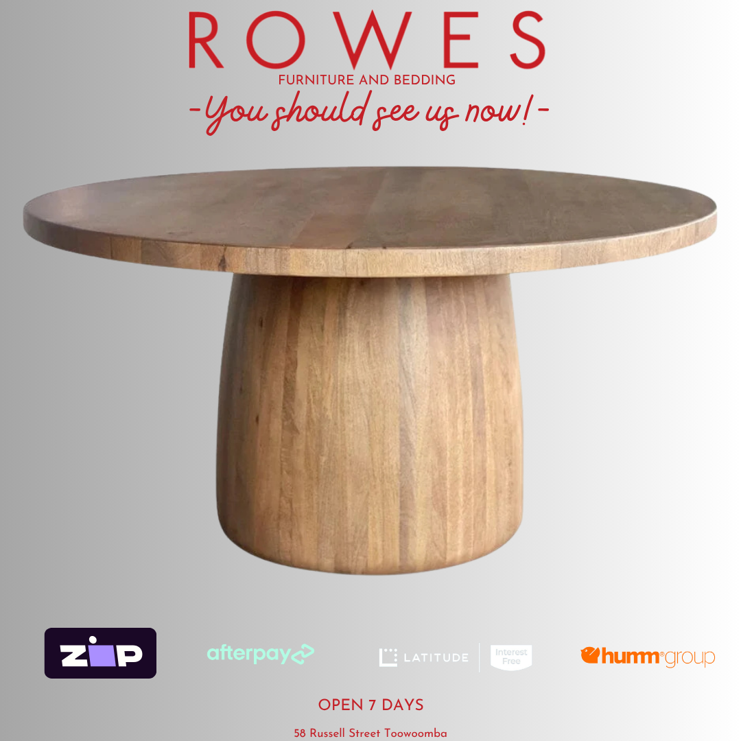Wooden table with promotional text and logos on a gray background