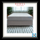 Gray mattress on a bed frame with 'Rowes' and 'Sealy' branding.
