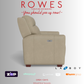 Beige recliner chair with La-Z-Boy logo on a gray background, featuring promotional text and logos.