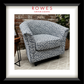 Floral-patterned armchair in an outdoor setting with 'Rowes Furniture & Bedding' branding.