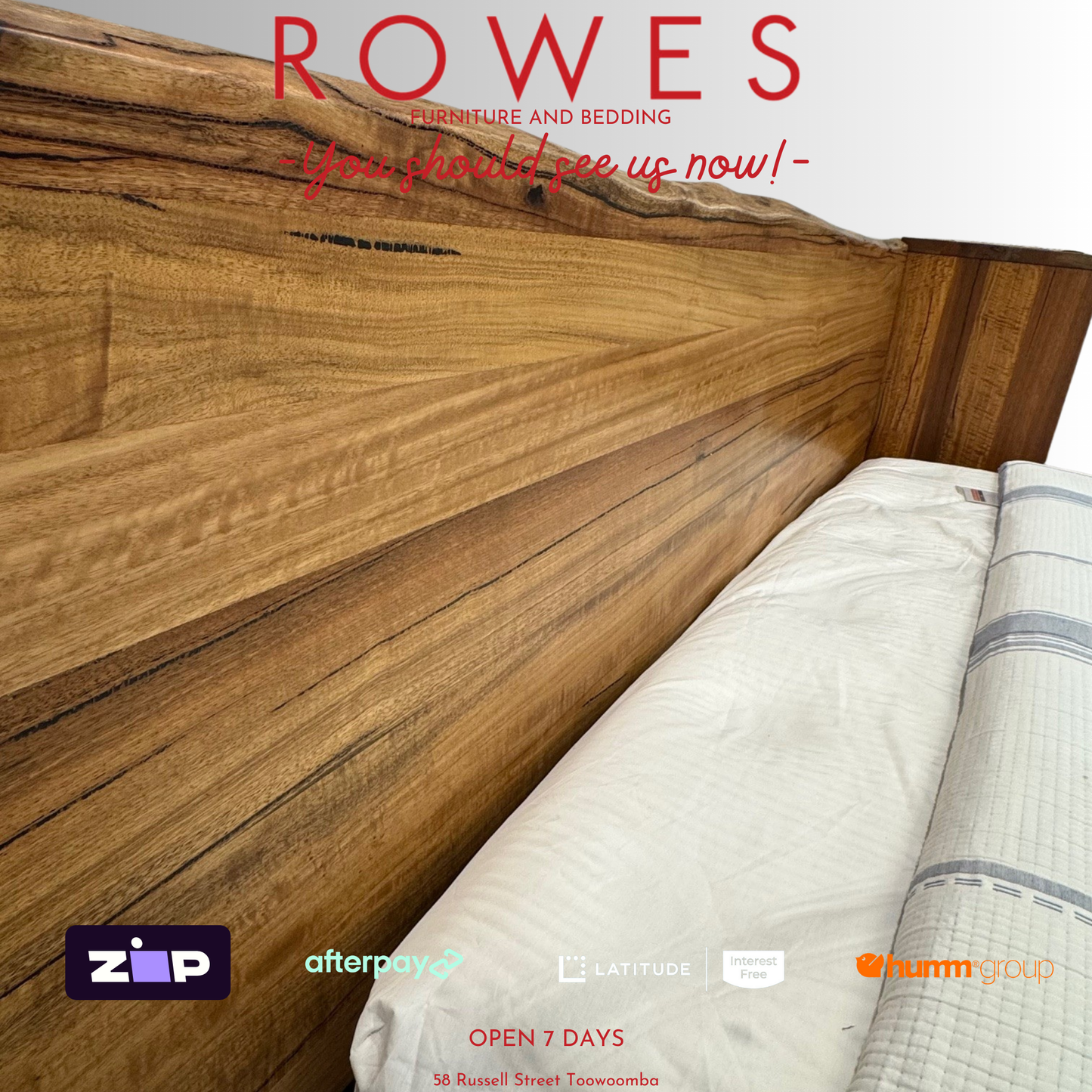 wooden bedframe