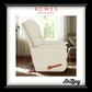 Cream-colored recliner chair in a living room setting with 'Rowes Furniture & Bedding' and 'La-Z-Boy' branding.