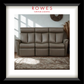 Brown leather sofa in a room with 'Rowes Furniture & Bedding' branding.