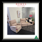 Beige recliner sofa and sectional in a room with 'Rowes Furniture & Bedding' branding.