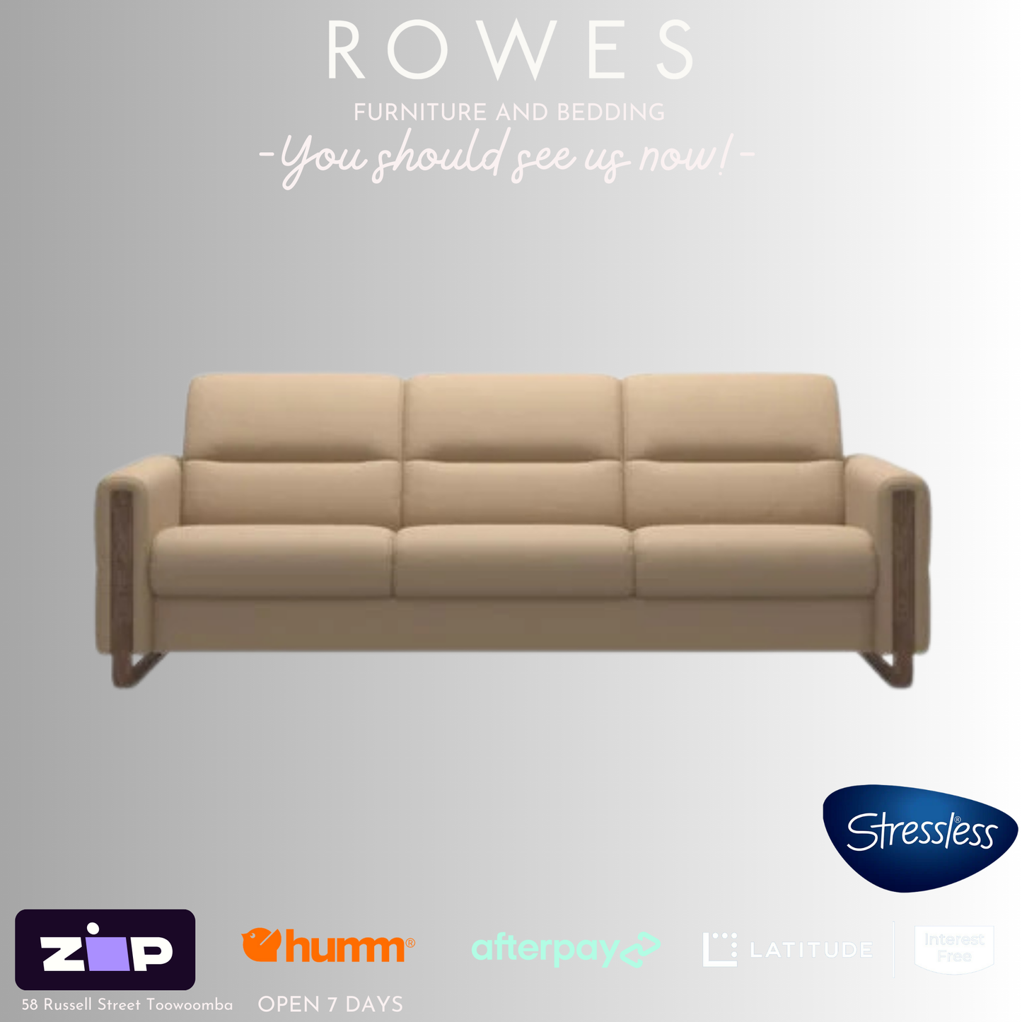 Stressless leather 3 seat sofa