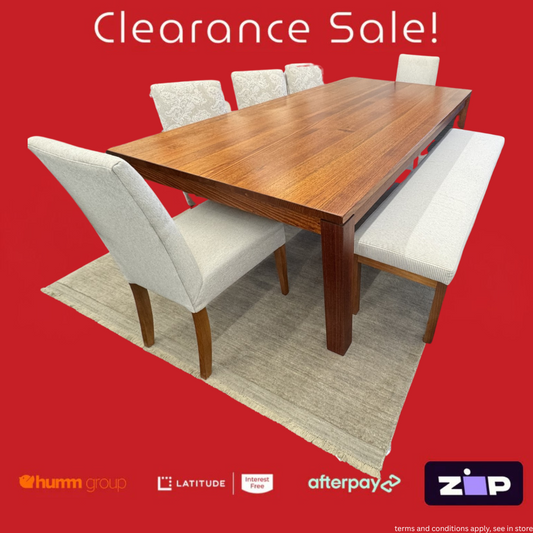 Hudson Dining Table and Sammi chairs - Floor Stock Clearance