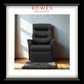 Gray recliner chair in a room with sunlight streaming through a window, branded 'Rowes Furniture & Bedding'.