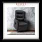 Black recliner chair in a room with 'Rowes Furniture & Bedding' branding.