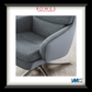 Gray upholstered chair with 'Rowes Furniture & Bedding' logo above and 'MG' logo below.