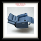 Blue recliner chair with 'Rowes Furniture & Bedding' logo above it on a white background