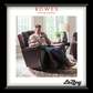 Man sitting in a recliner chair in a living room with 'Rowes Furniture & Bedding' and 'La-Z-Boy' branding.