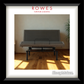 Gray sofa bed in a room with wooden floor and plant, branded as 'Rowes Furniture & Bedding'.