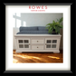 A white cabinet in a well lit room on a timber floor with Rowes branding