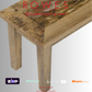 Wooden bench seat on a white background with 'Rowes' branding and payment options displayed.