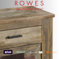 Wooden furniture with 'Rowes' branding and payment options displayed.