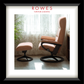 Pink armchair with ottoman in a room with curtains and plants, featuring 'Rowes Furniture & Bedding' logo.
