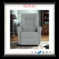 Gray recliner chair in a living room setting with Rowes Furniture & Bedding and La-Z-Boy logos.