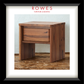 Wooden nightstand with a drawer on a wooden floor, branded 'Rowes Furniture & Bedding'.