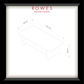 Framed design diagram for furniture with 'Rowes' branding on a white background