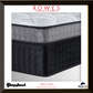 Gray mattress with black cover on a white background, featuring Rowes Furniture and Bedding branding.