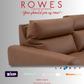 Brown sofa with 'Rowes Furniture and Bedding' text and logos at the bottom.