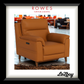 Brown armchair in a room with 'Rowes Furniture & Bedding' and 'La-Z-Boy' branding.