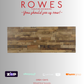 Wooden table top with 'Rowes' branding and payment options on a gray background