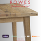 Wooden table with 'ROWES' branding and payment options on a white background
