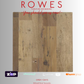 Wooden table top with 'Rowes' branding and payment options on a gray background