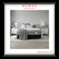 Bedroom setup with a mattress and bedding, featuring Rowes Furniture & Bedding branding.