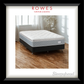 Mattress on a wooden floor with 'Rowes Furniture & Bedding' branding.