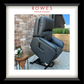 Gray recliner chair outdoors with 'Rowes Furniture & Bedding' branding.