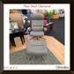 Gray chair with ottoman in a room setting, featuring 'Rowes' and 'Stressless' branding.