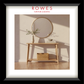 Wooden console table with round mirror and decorative items, featuring Rowes Furniture & Bedding logo.