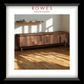 Wooden sideboard in a room with sunlight casting shadows, featuring the Rowes Furniture & Bedding logo.